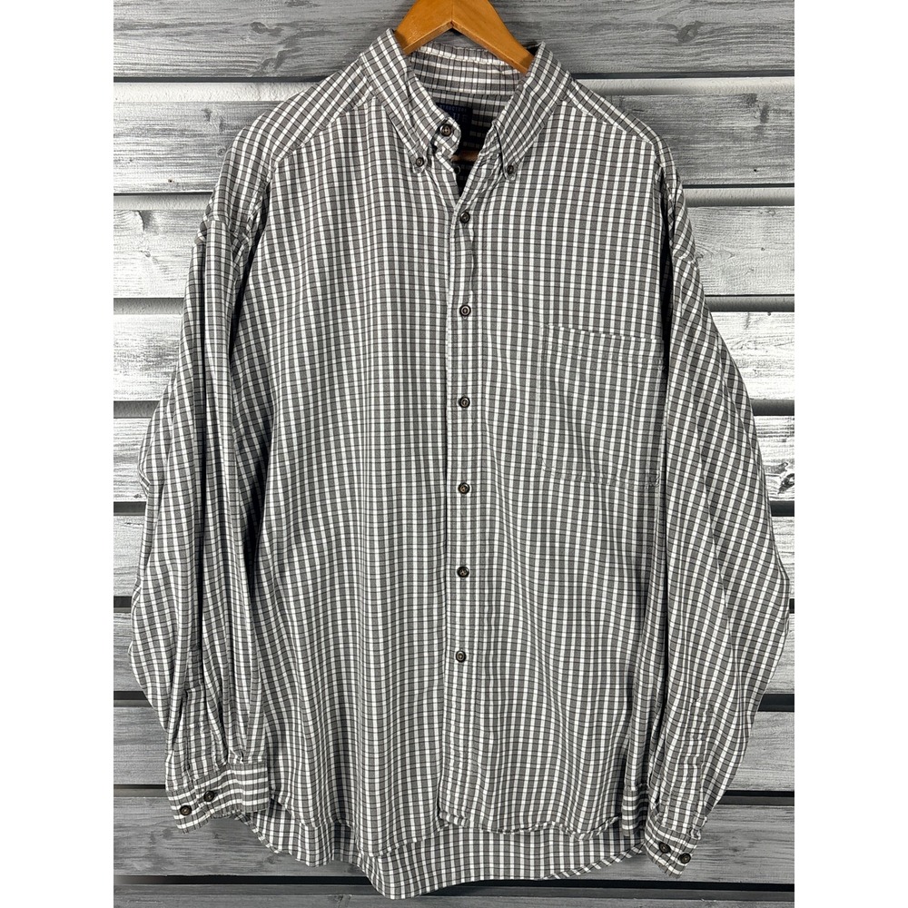 Vintage 90s Structure Mens XL Grey White Check Button Down Shirt Preppy